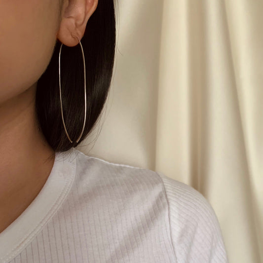 Elongated Hammered Hoops